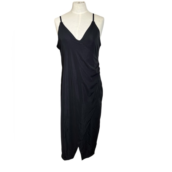 Popilush Shapewear Sculpting Wrap Midi Slip Dress – V-Neck, Built-In Support - Picture 1 of 6